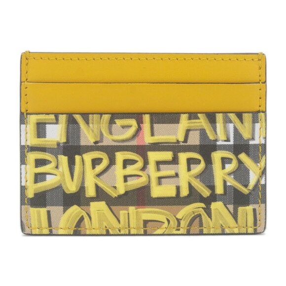 Burberry PVC Leather Graffiti Pattern Card Case Yellow Used - Picture 2 of 11